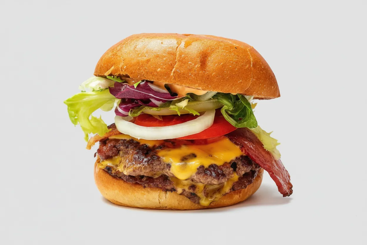 Gourmet burgers that demand attention - after SnackSnap AI enhancement