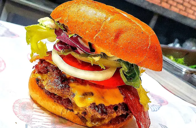 Gourmet burgers that demand attention - before SnackSnap AI enhancement