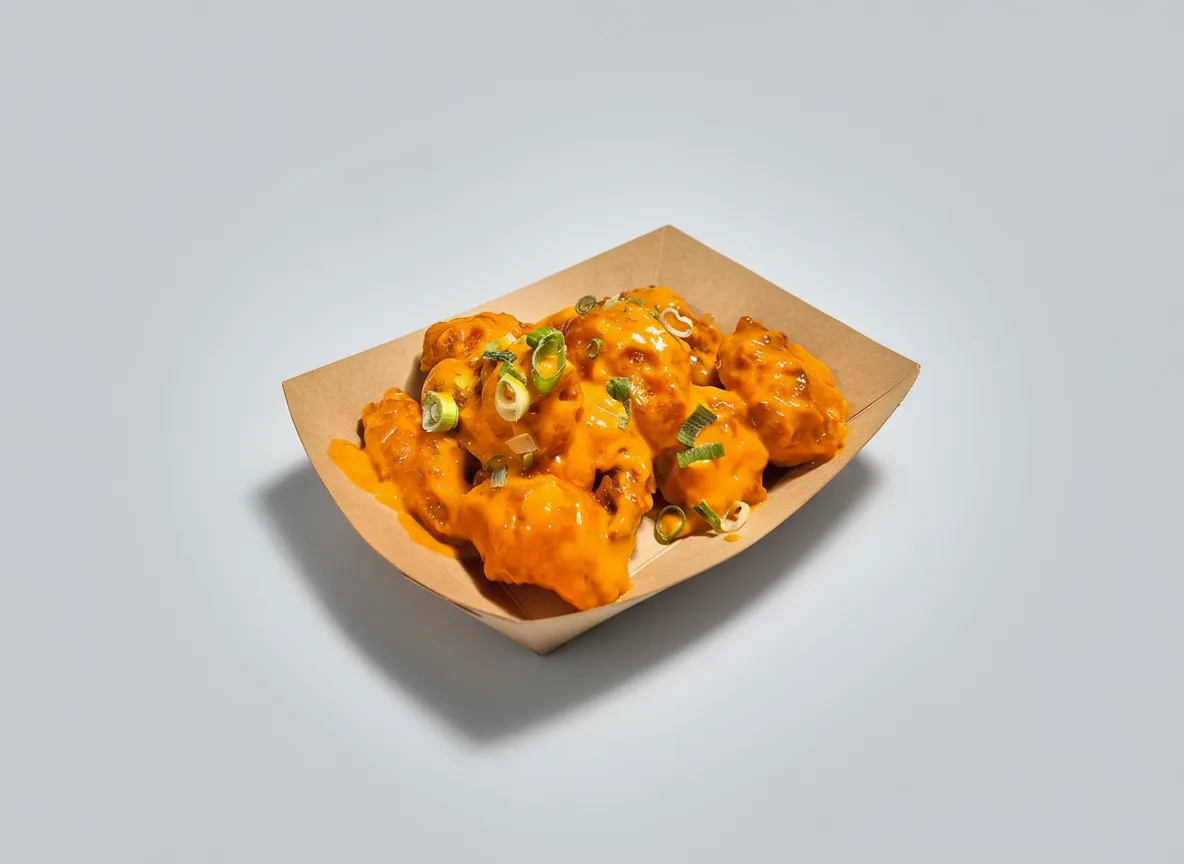 Saucy wings that make mouths water - after SnackSnap AI enhancement